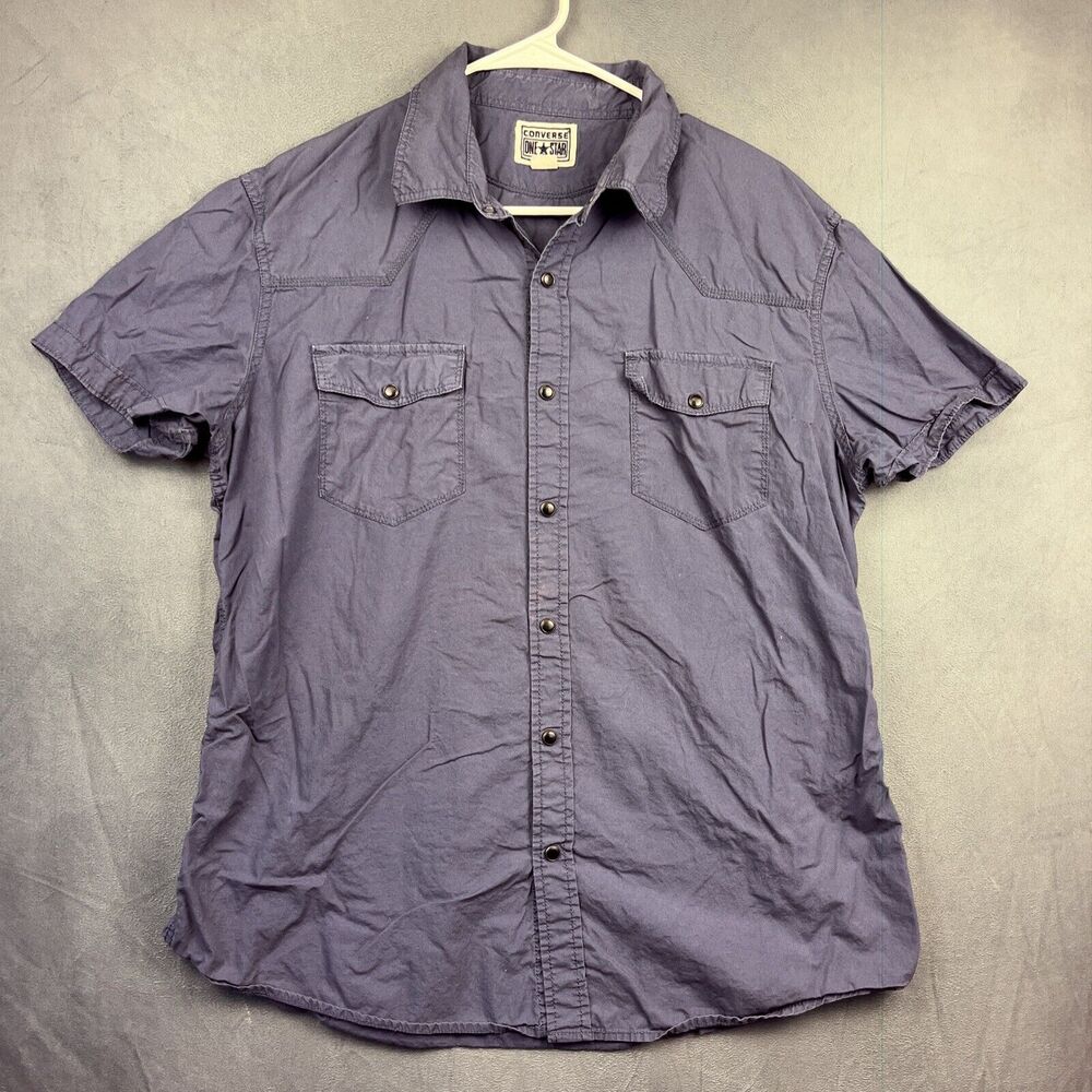 Vintage Converse Western Pearl Snap Shirt Men's Large Fitted Cowboy Country Farm